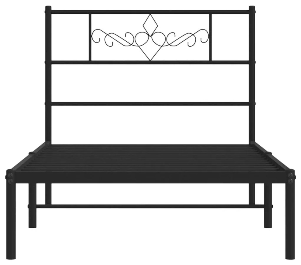 Estrutura de cama com cabeceira 100x190 cm metal preto