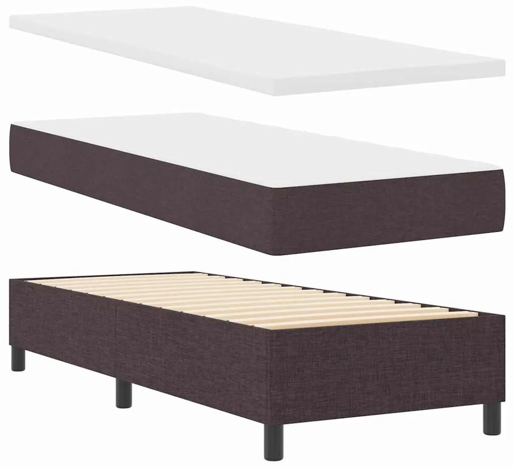 Cama Box com Colchão - Castanho, 80x200 cm, Tecido