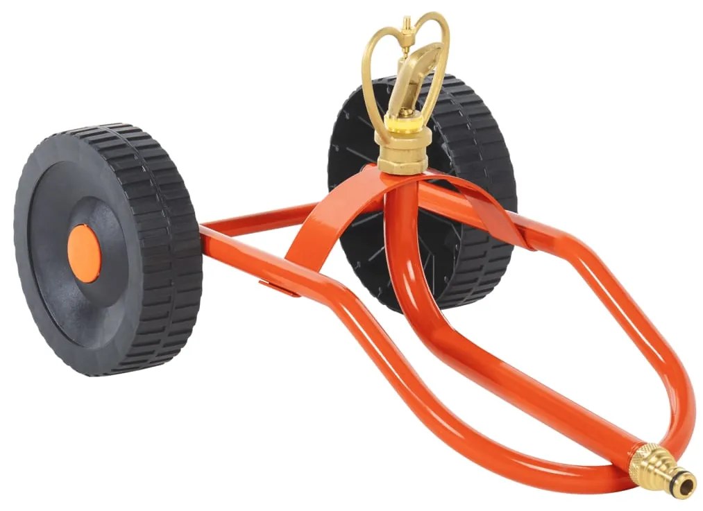 vidaXL Aspersor com rodas e cabeça rotativa aço vermelho