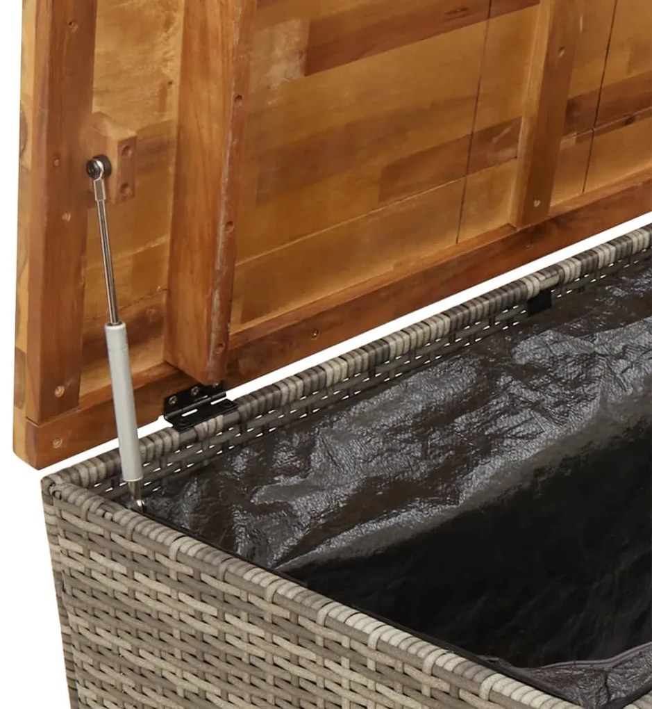 Caixa arrumação jardim 110x55x63 cm vime PE/acácia maciça cinza