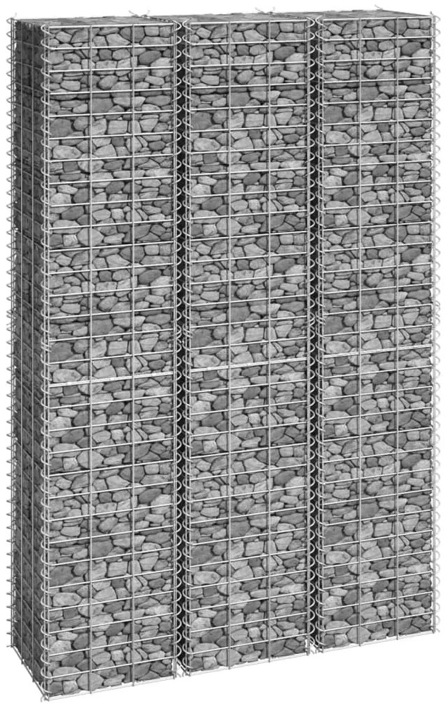 151250 vidaXL Canteiro/gabião elevado 3 pcs 30x30x150 cm ferro