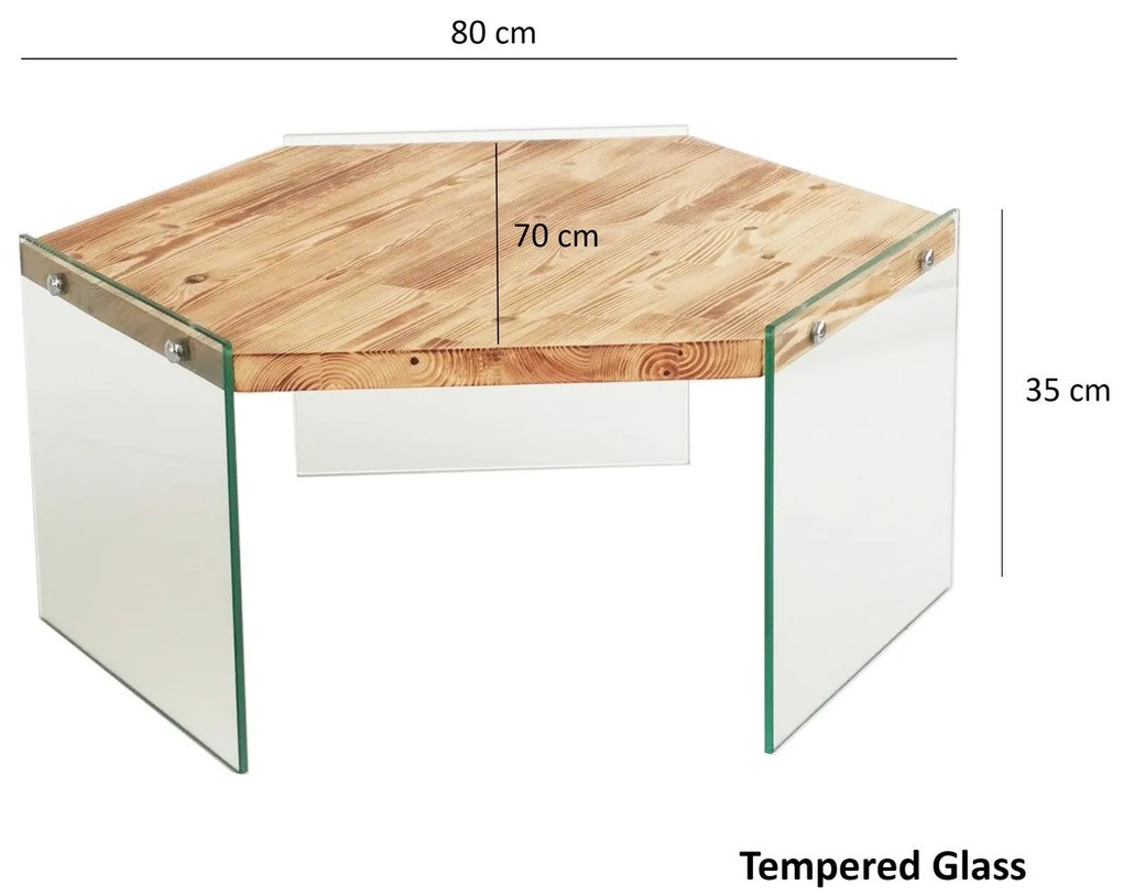 Mesa de Café Hexagon – Cor Carvalho – 80x35x70 cm