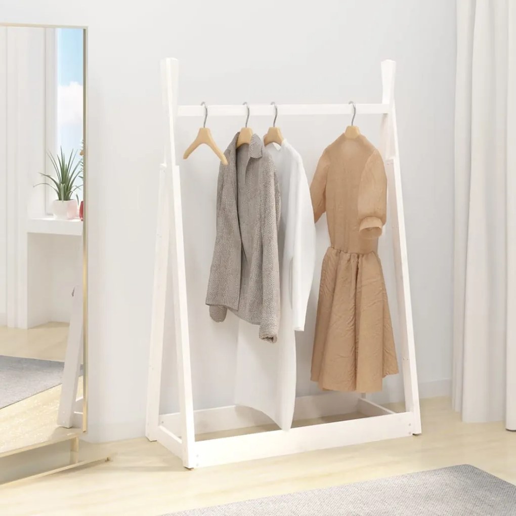 824984 vidaXL Suporte para roupas 100x45x150 cm madeira pinho maciça branco
