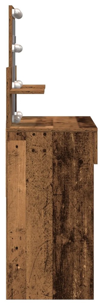 Mesa de Maquiagem com Espelho e Luzes LED Madeira Velha Madeira Recons