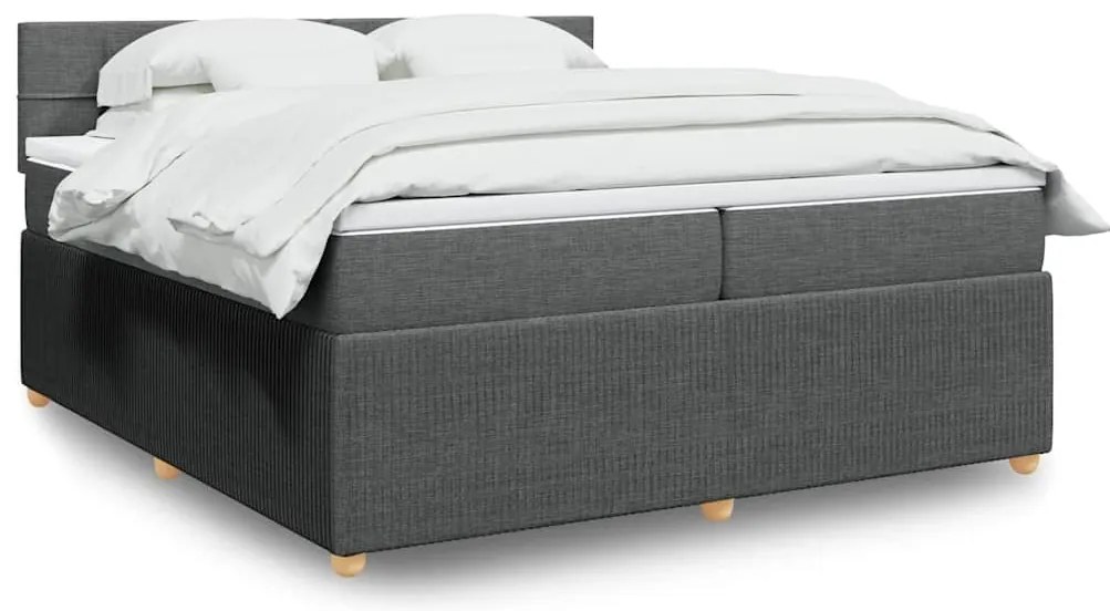 Cama com molas/colchão 200x200 cm tecido cinzento-escuro