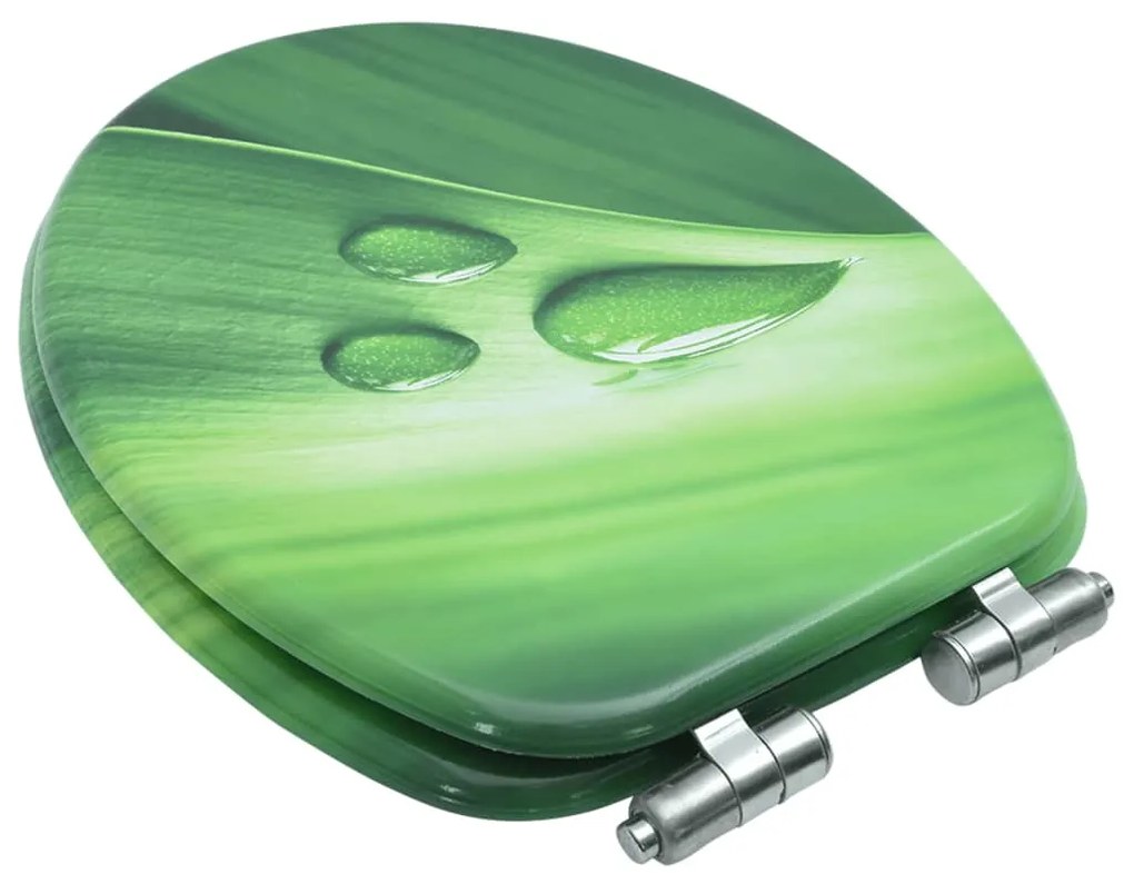 Assento sanita c/ tampa fecho suave MDF design gotas água verde