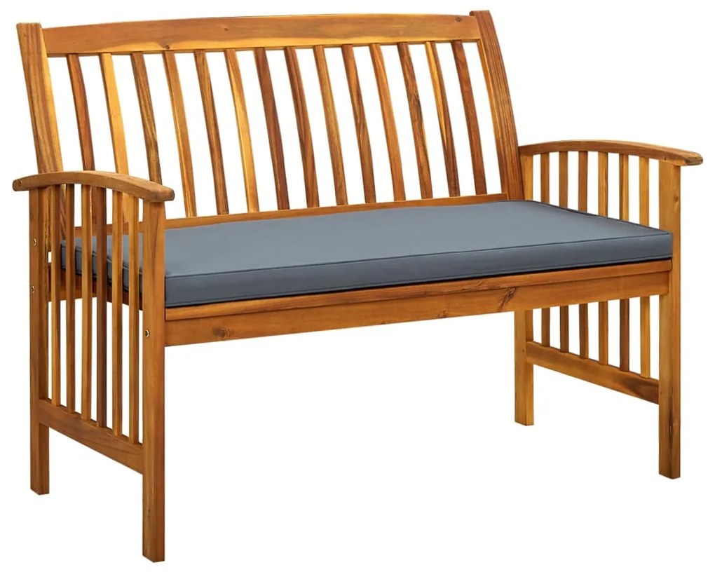 312133 vidaXL Banco de jardim c/ almofadão 119 cm madeira de acácia maciça
