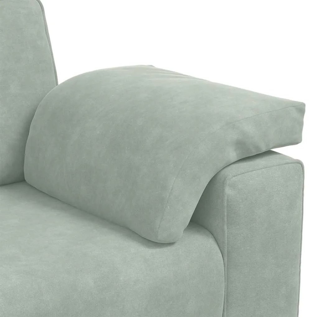 Sofá de 3 lugares 178 cm veludo cinzento-claro