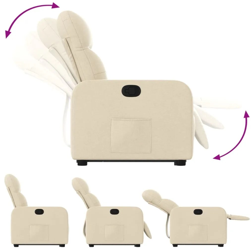 Poltrona reclinável elevatória tecido cor creme
