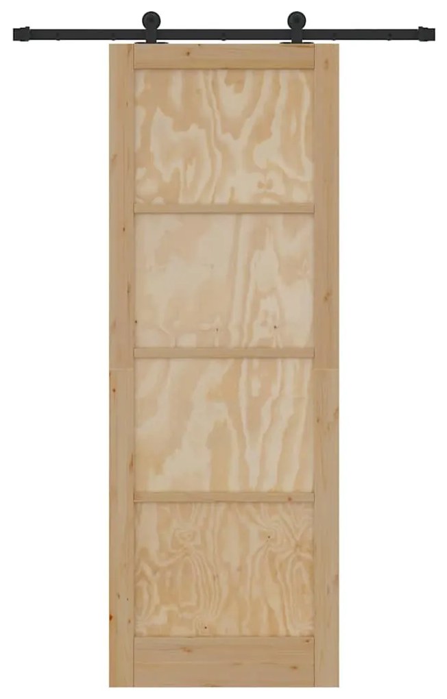 Porta Deslizante com Conjunto de Hardware 'ORKDAL'Madeira Maciça Pinho