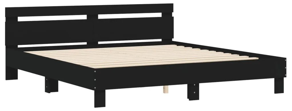 Estrutura cama c/ cabeceira 200x200 cm derivados madeira preto