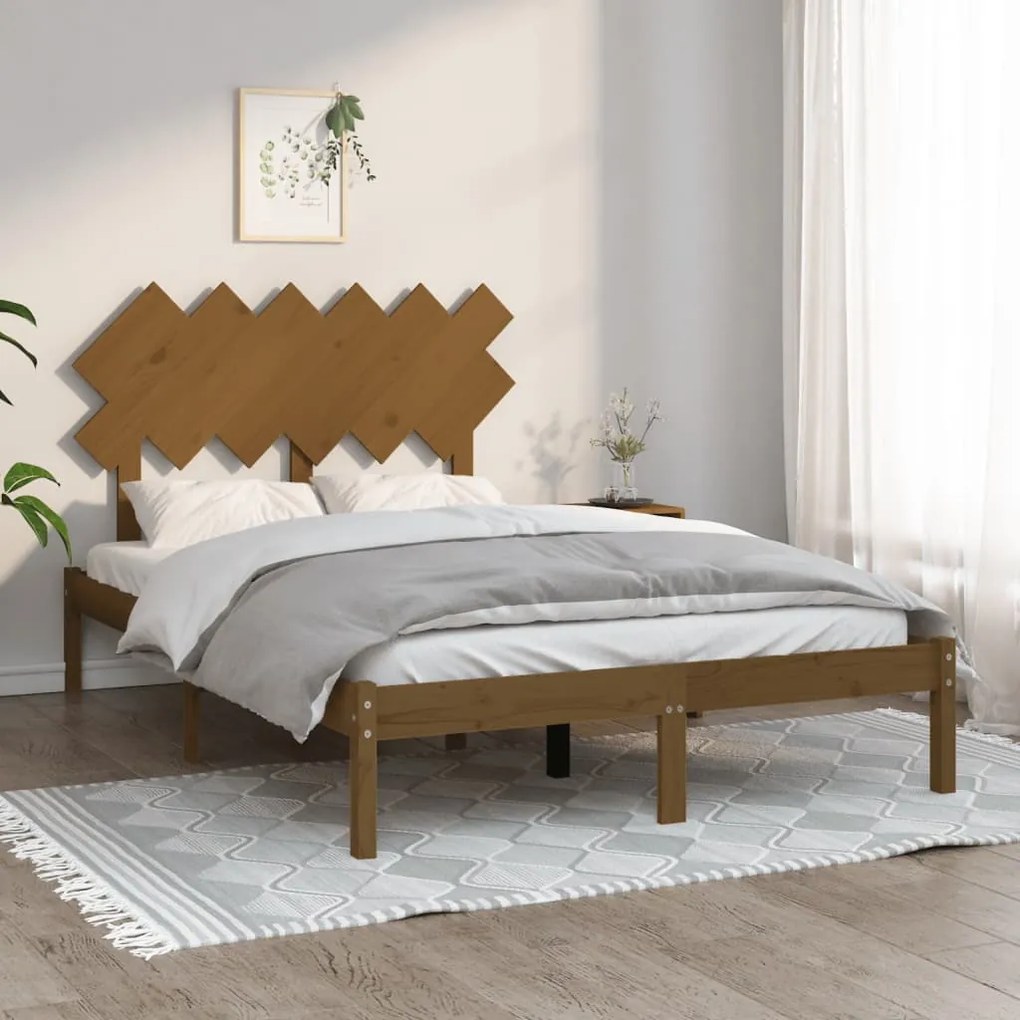 vidaXL Estrutura cama pequena de casal 120x190 cm madeira castanho-mel