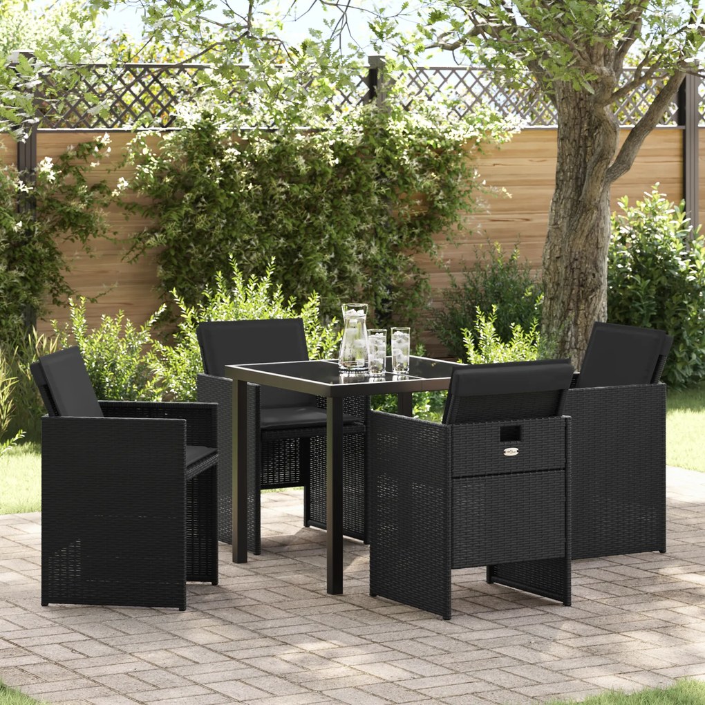 Conjunto de Jantar de Jardim Conjunto de 2 Preto Aço, Rattan
