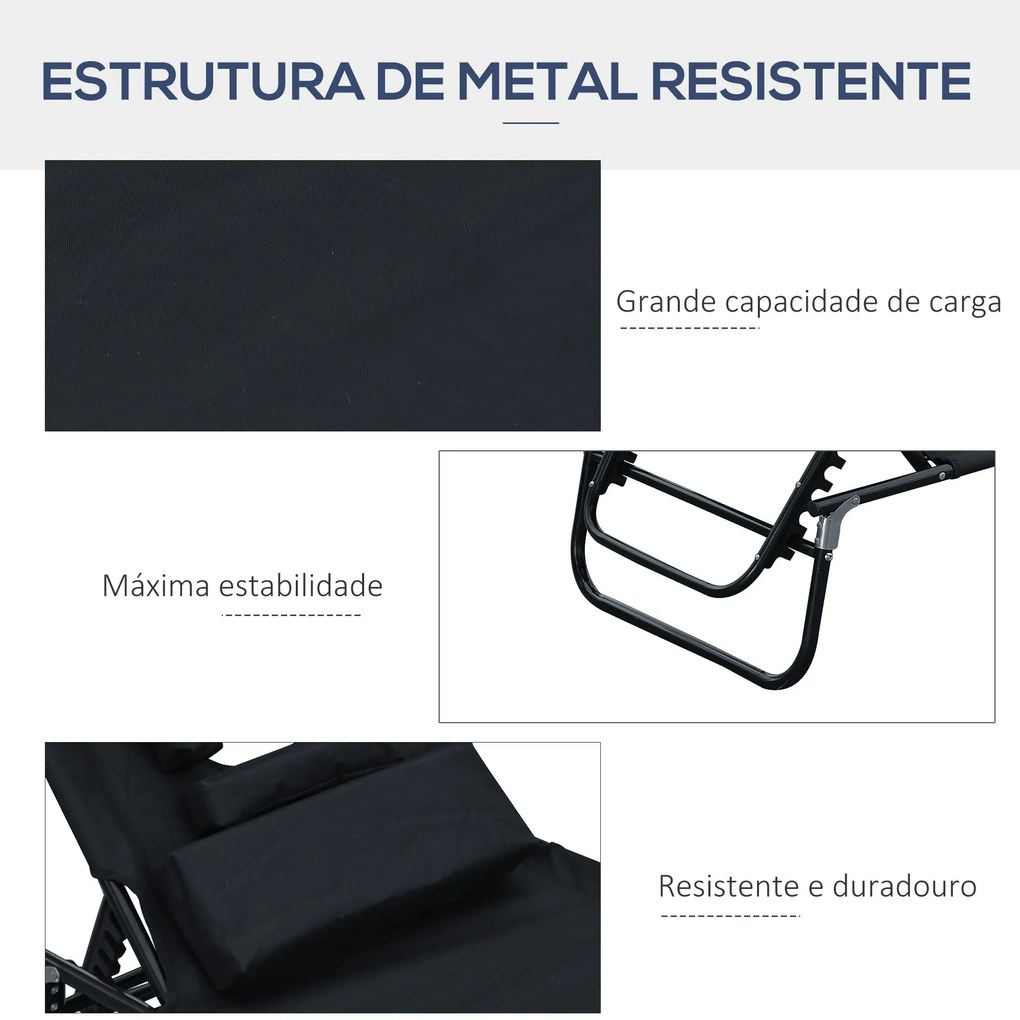 Espreguiçadeira Dobrável com Encosto Ajustável em 4 Posições Espreguiç