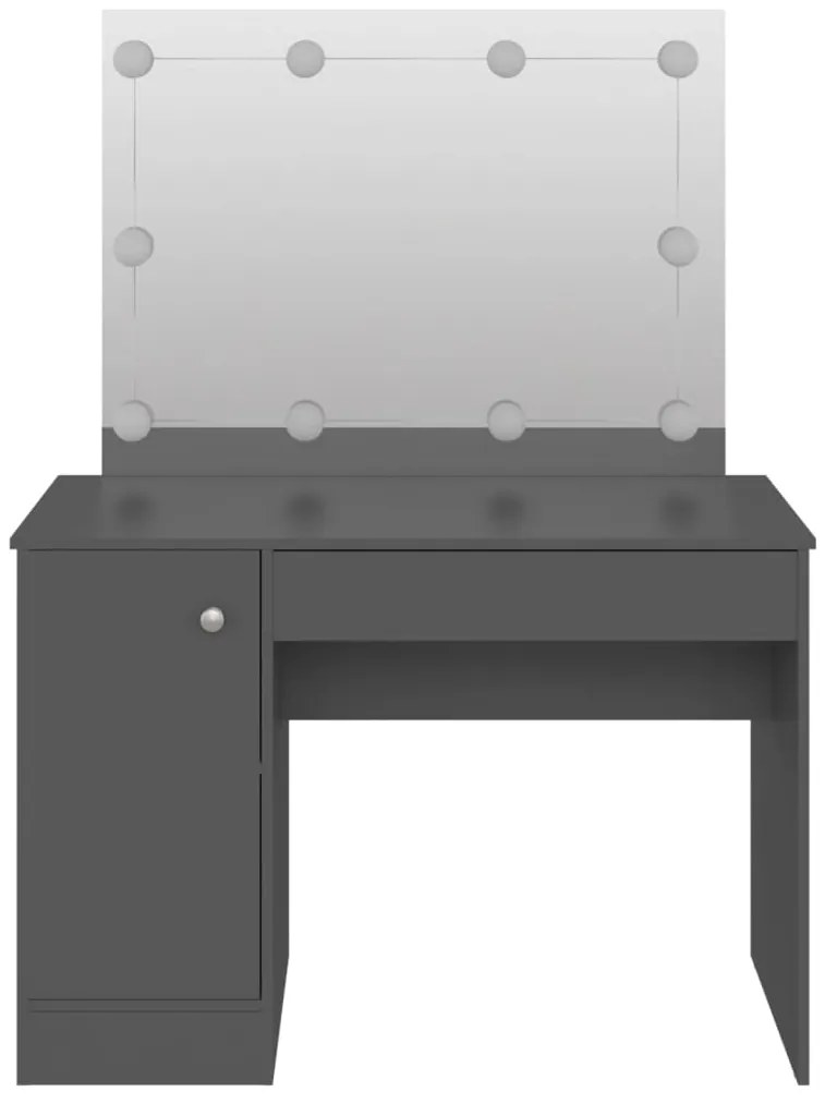Mesa de maquilhagem c/ LEDs 110x55x145 cm MDF cinzento