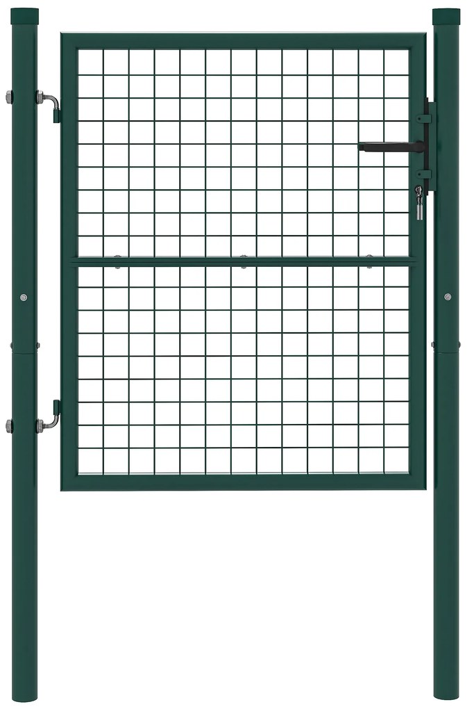 Outsunny Porta de Jardim 97x150 cm Porta para Vedação de Barra de Aço com Puxador Fechadura e 3 Chaves para Exterior Pátio Verde