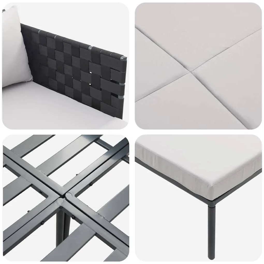 Espreguiçadeira vidaXL com Almofadas para 2 Pessoas Cinza 115x153x69,5