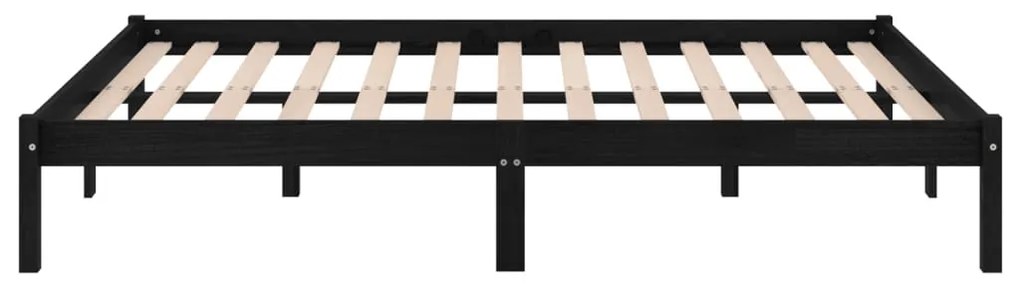 Estrutura de cama 140x190 cm pinho maciço preto