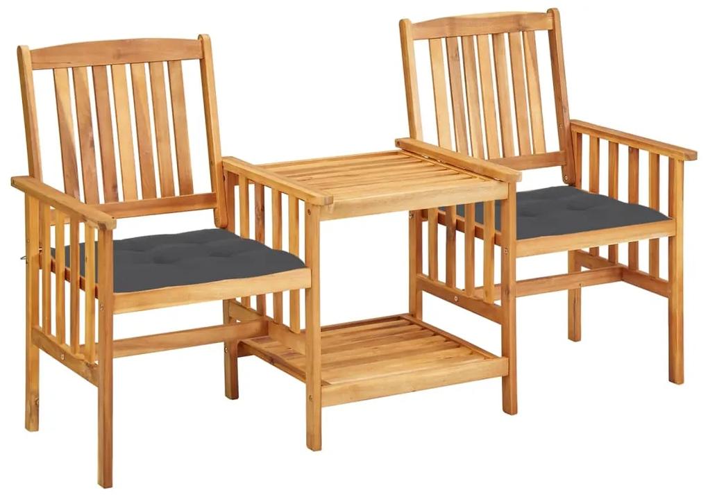 3061290 vidaXL Cadeiras de jardim c/ mesa de centro e almofadões acácia maciça