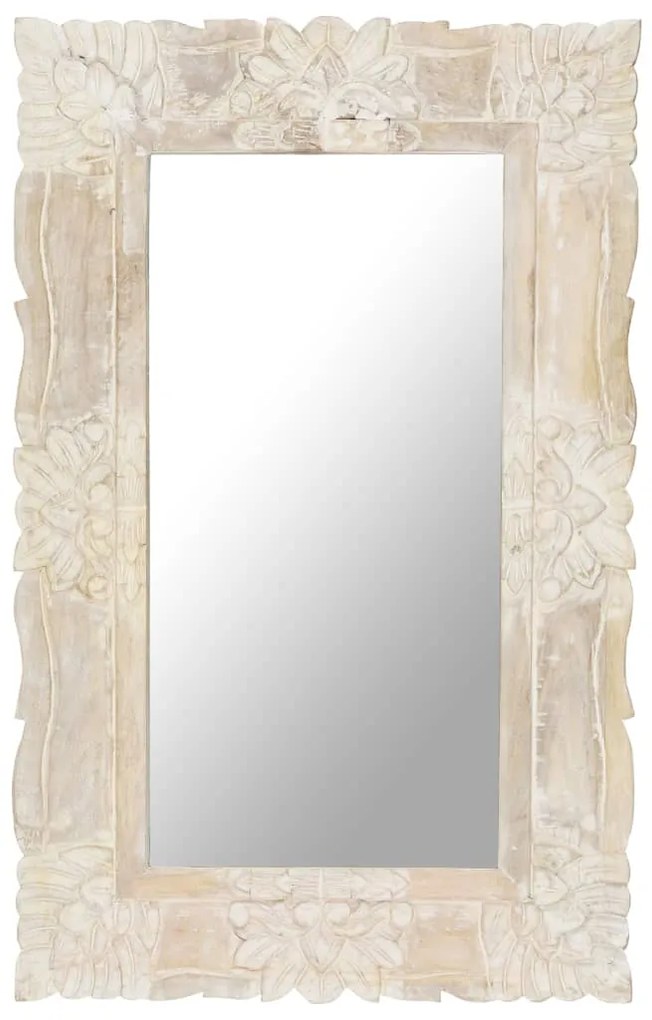 321633 vidaXL Espelho 80x50 cm madeira de mangueira maciça branco