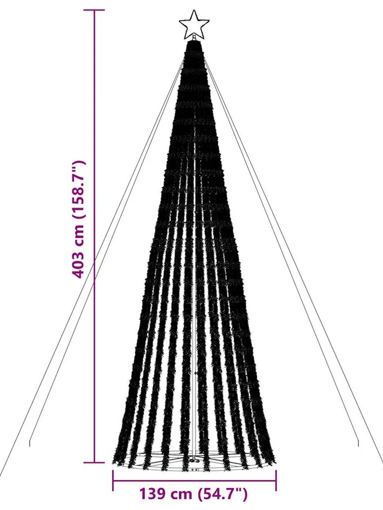 LED Árvore de Natal 1028 LEDs Branco Frio 403 cm