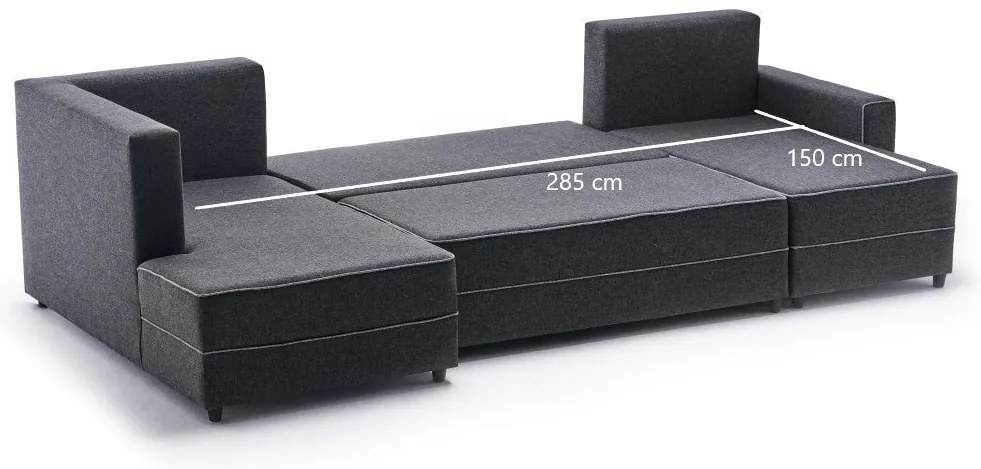 Sofá-Cama de Canto Ece – Antracite – 315 cm x 88 cm x 160 cm
