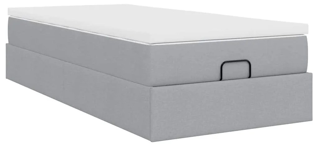 Estrutura cama otomana colchão 90x200 cm tecido cinzento claro