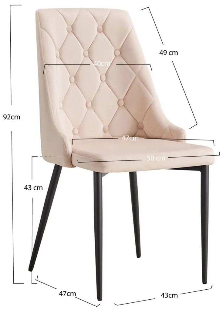 Pack 2 Cadeiras Stoik Veludo - Beige