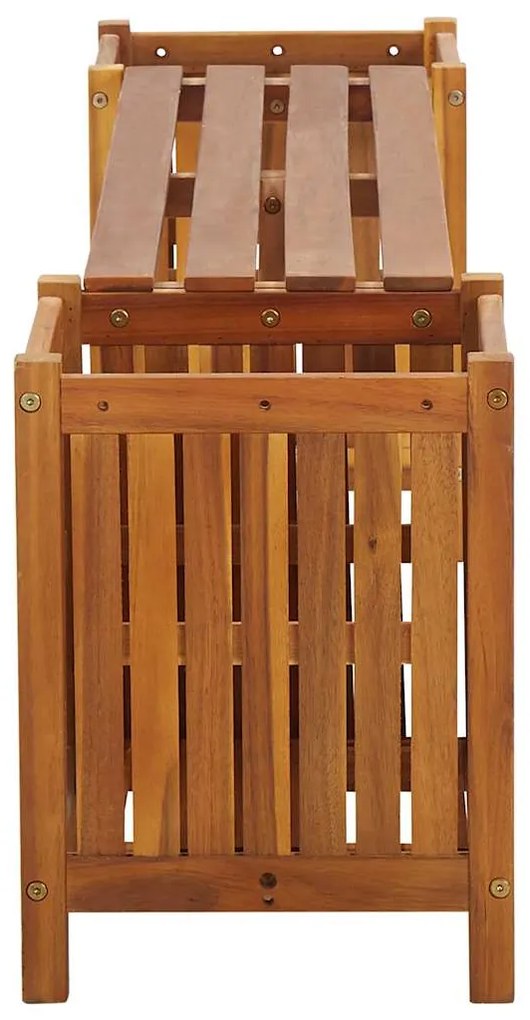 Banco de jardim com 2 vasos 150x30x40 cm madeira acácia maciça