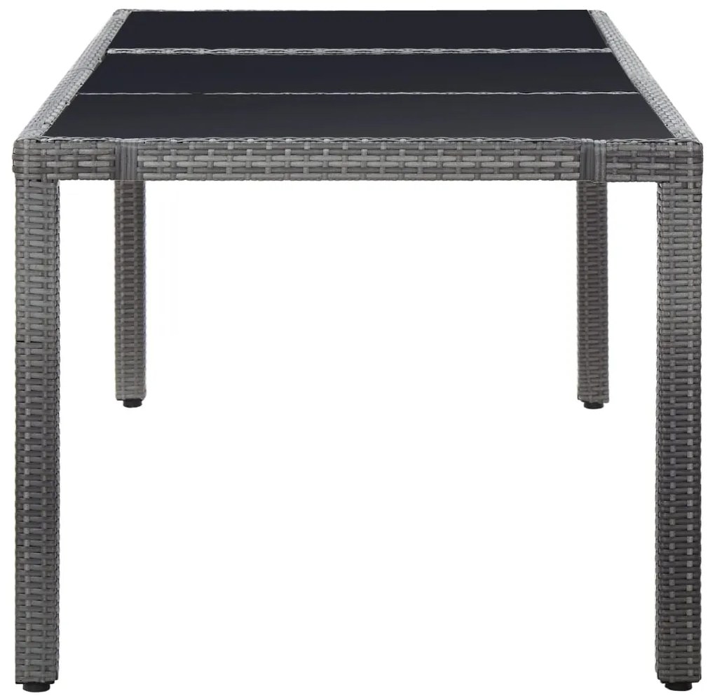 9 pcs conjunto de jantar para exterior vime PE cinzento