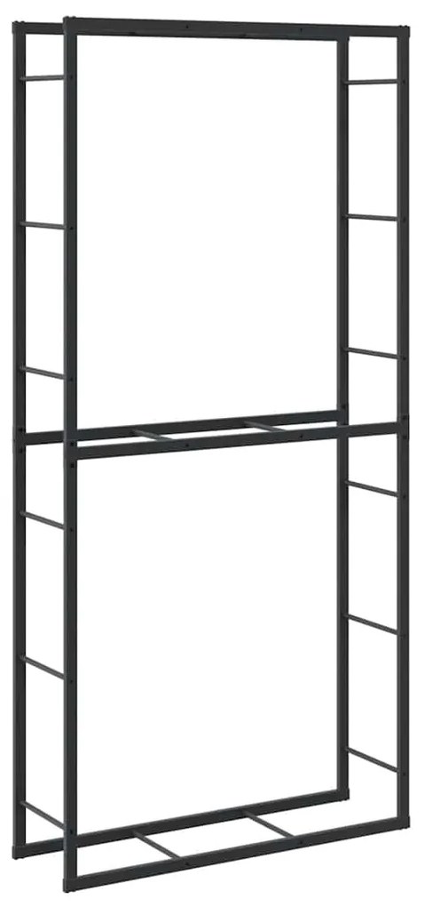 Suporte para lenha 100x30x209 cm aço preto