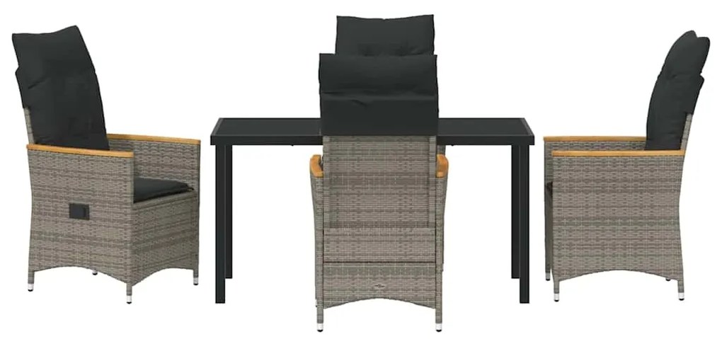 Conjunto de jantar de jardim de 5 peças com almofadas em rattan de pol