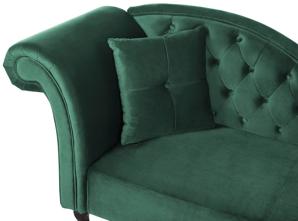 Chaise-longue em veludo verde escuro versão à esquerda LATTES Beliani