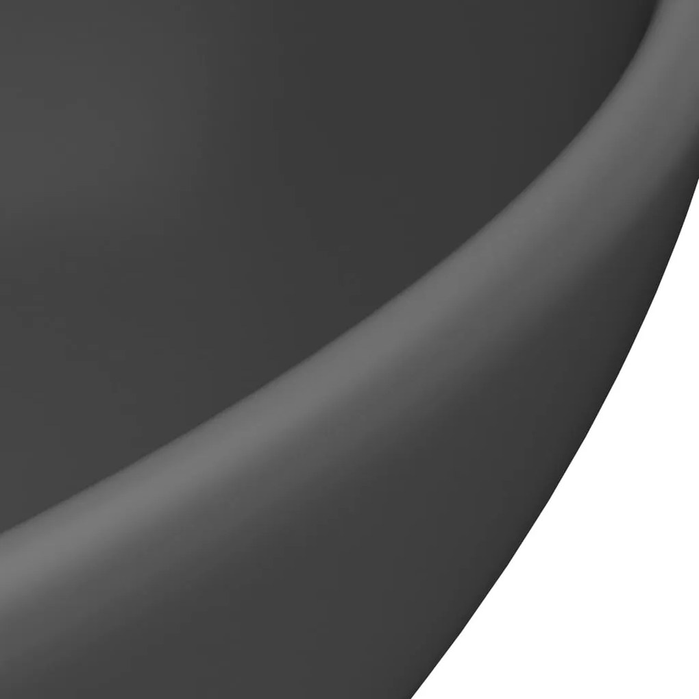 Lavatório luxuoso oval 40x33cm cerâmica cinzento-escuro mate