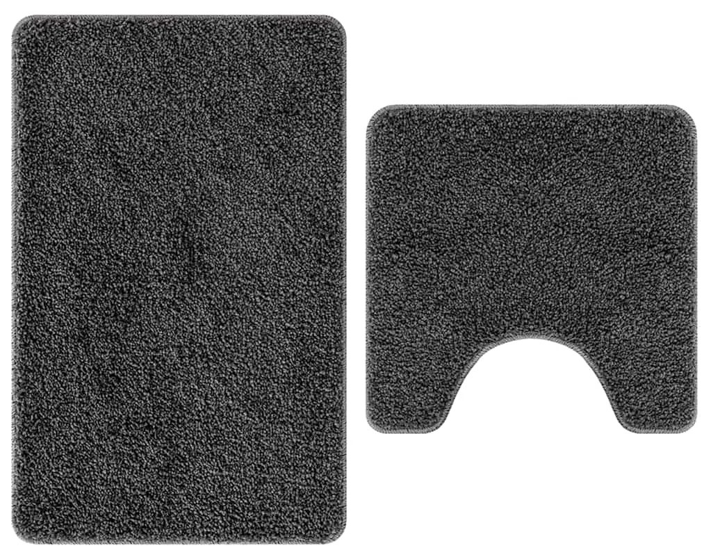 Conjunto de 2 Tapetes de Banho vidaXL Cinza Escuro Polipropileno Antid