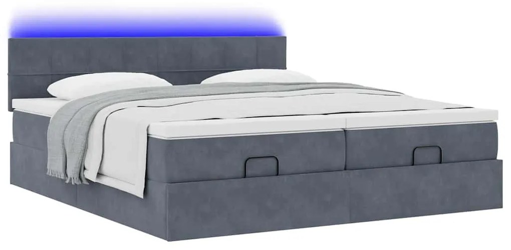 Estrutura cama otomana colchões 160x200 cm cinzento escuro