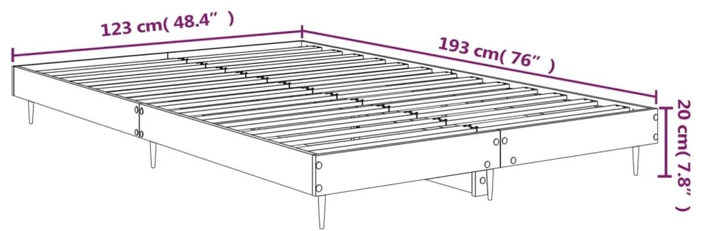 Estrutura cama 120x190 cm derivados de madeira cinzento sonoma