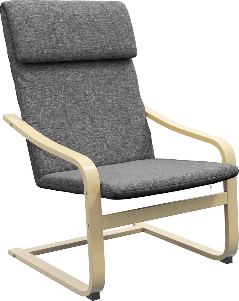 HOMCOM Poltrona de sala, poltrona para quarto com apoios de braço curvados, almofada, tecido com aparência de linho, 65 x 79 x 98 cm, cinza | Aosom Portugal