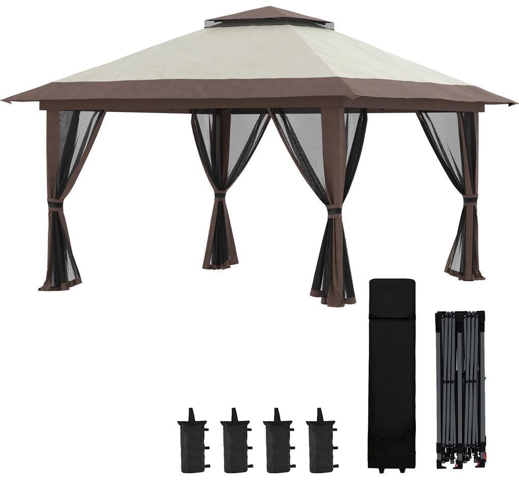 Tenda Dobrável Pop-UP 3,92x3,92x2,83 m Tenda de Jardim com Altura Ajus