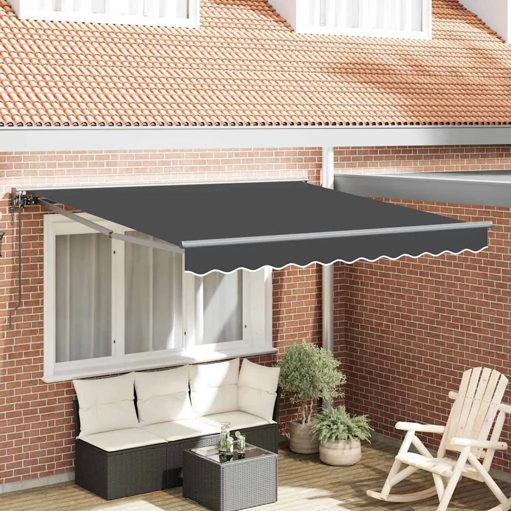vidaXL Toldo Retrátil Antracite 300 x 250 cm Poliéster e Metal