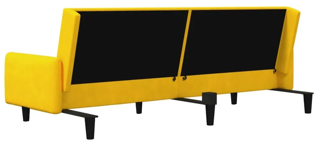 Sofá-cama de 2 lugares veludo amarelo