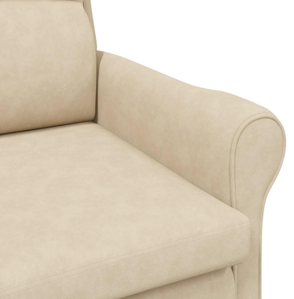 Poltrona Creme Creme Tecido e Madeira Padrão Ergonómica