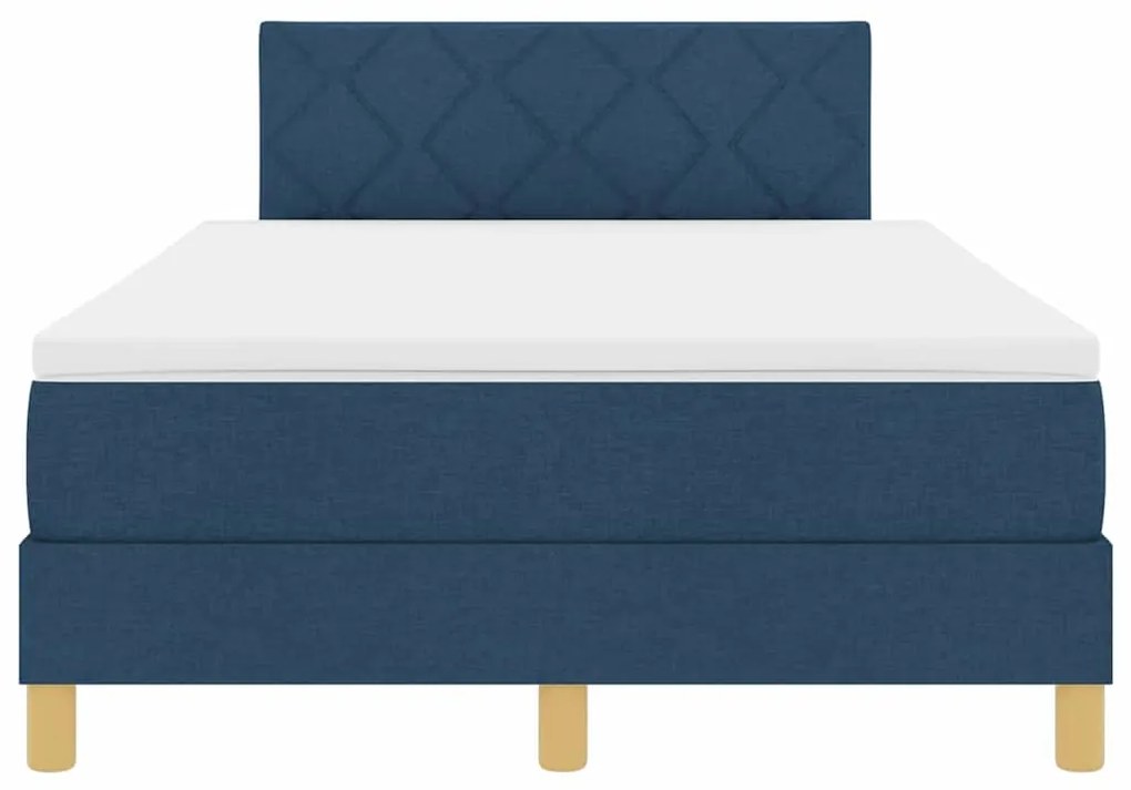 Cama Box Spring com Colchão e LED Azul 120x200 cm Tecido