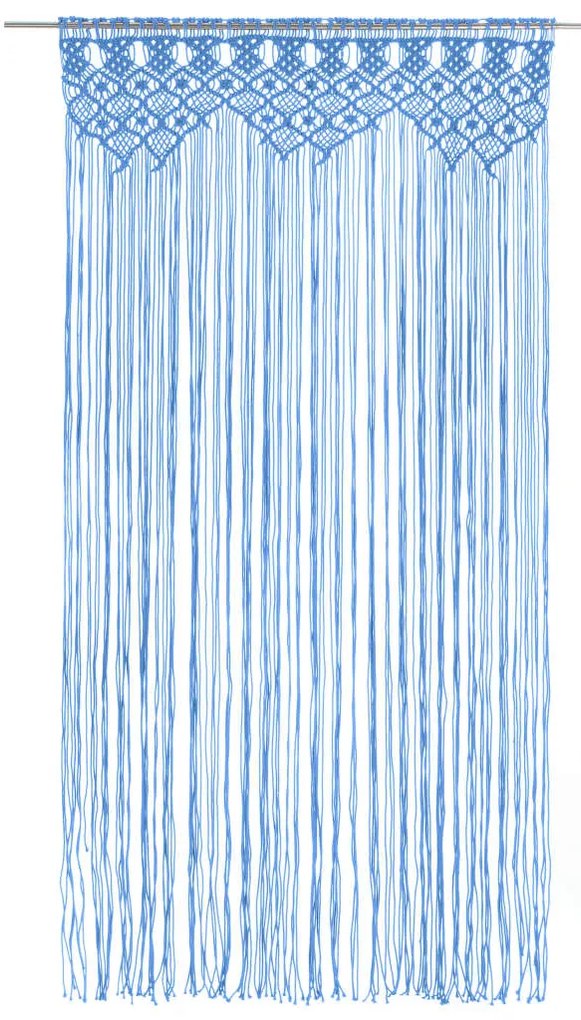Cortina em macramé 140x240 cm algodão azul