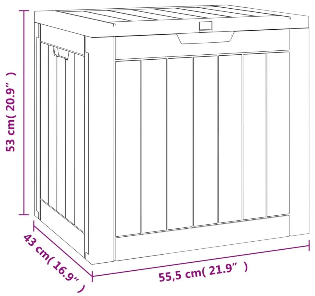 Caixa de arrumação p/ jardim 55,5x43x53 cm polipropileno preto