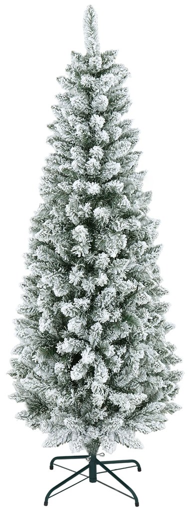 Árvore de Natal Artificial Coberta de Neve 180 cm com 479 Ramos e Suporte de Metal Árvore Natalícia para Sala Interior Verde