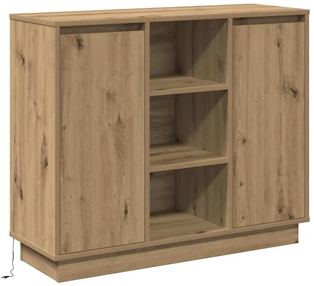 Aparador com LED Carvalho Artesanal 90x32x75 cm Madeira Derivada