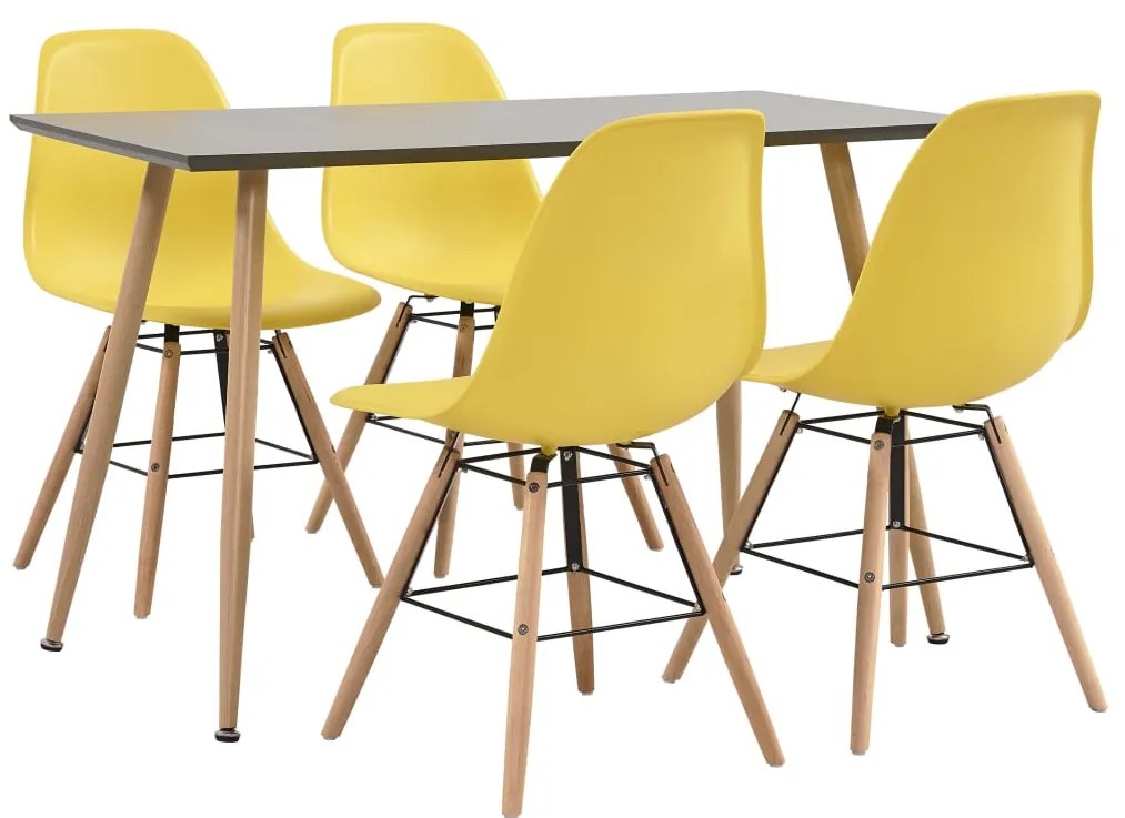 vidaXL 5 pcs conjunto de jantar plástico amarelo