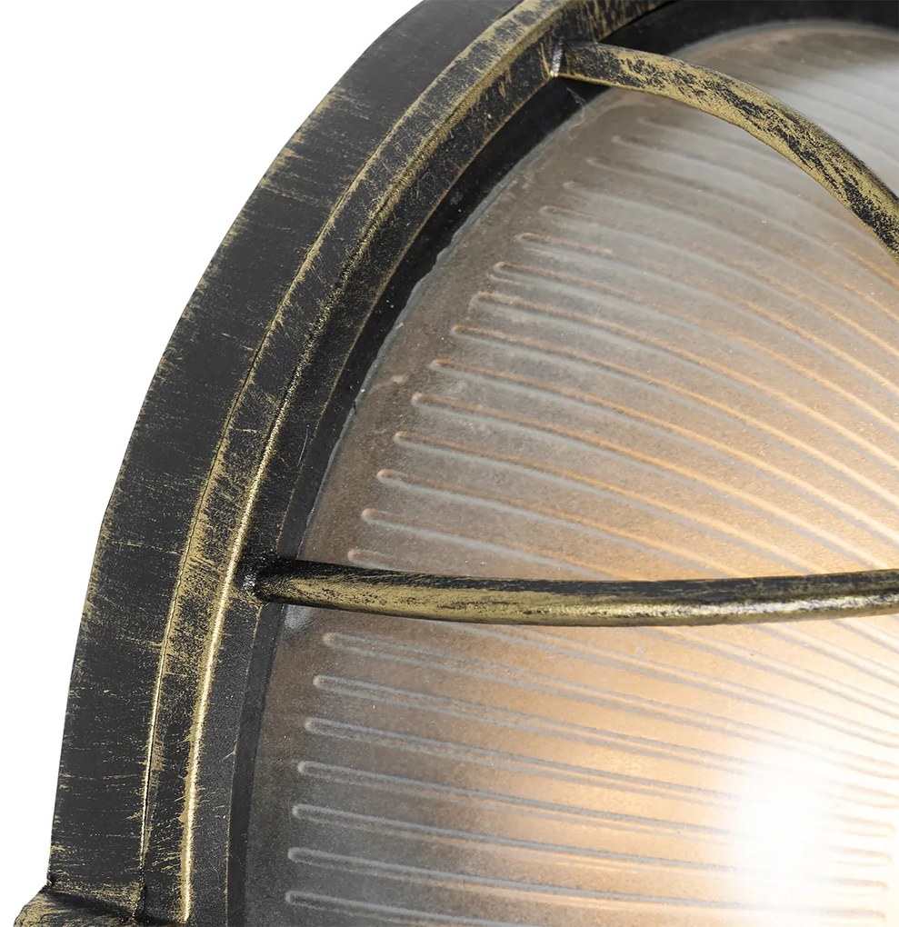 Candeeiro de parede exterior industrial dourado antigo IP44 - Hanneke Industrial
