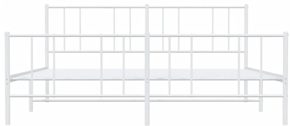 Estrutura de cama com cabeceira e pés 200x200 cm metal branco